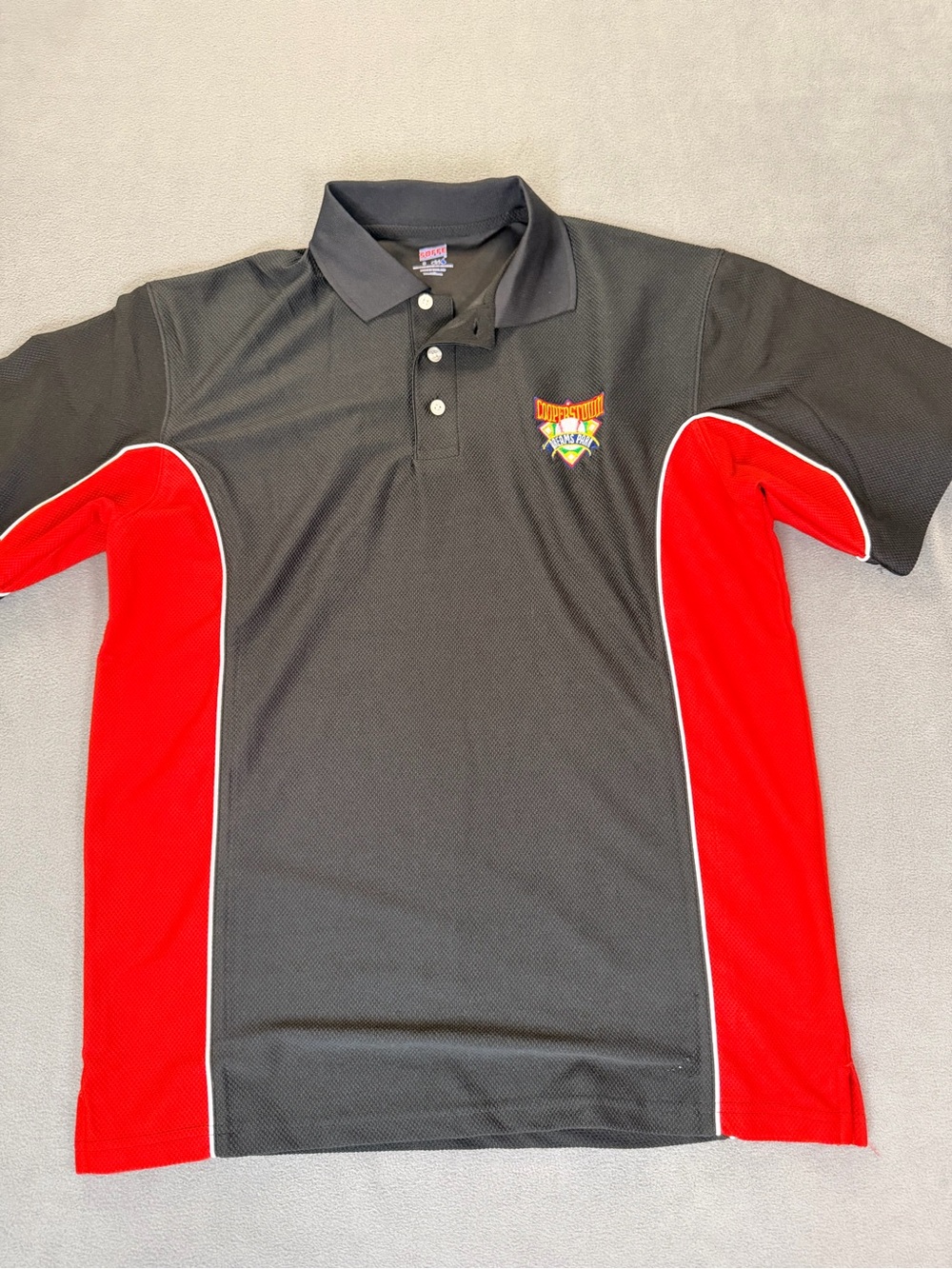 Cooperstown Dreams Park Soffe Black & Red Men's Short Sleeve Polo- Small